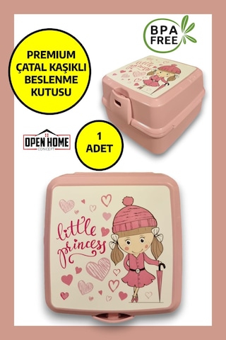 Premium Beslenme Kutusu 4 Bölmeli Little Princess Pembe Diğer