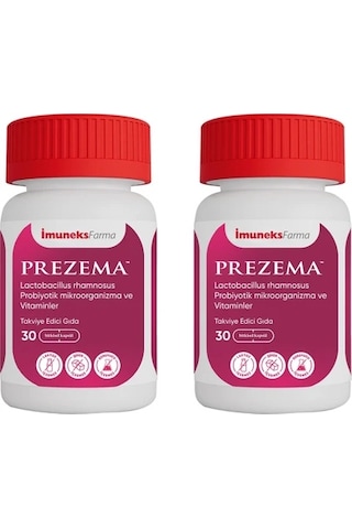 İmuneks Farma Prezema™ Lactobacillus rhamnosus Probiyotik mikroorganizma ve Vitaminler İçeren Takviye Edici Gıda 30 Kapsül x 2 Adet İmuneks Farma Prezema™ Lactobacillus rhamnosus Probiyotik mikroorganizma ve Vitaminler İçeren Takviye Edici Gıda 30 Kapsül x 2 Adet