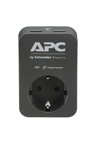 Apc By Schneider Electric PME1WU2B-GR Tekli Akım Korumalı Priz 2 USB Hızlı Şarj Çıkışlı Siyah