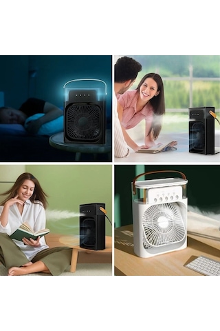 Bay Taşınabilir 3 Farklı Mod Ayarlı 7 Farklı Led Işıklı Sulu Soğutmalı Taşınabilir Masaüstü Usb Fan Vantil