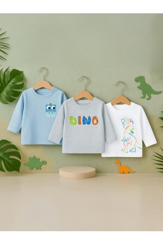 Civil Baby Dıno Baskılı 3'lü Set 6-18 Ay Sweatshirt Çok Renkli