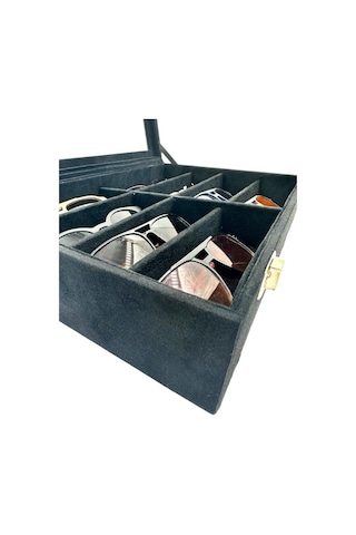 Richbox 8'li Gözlük Kutusu ALCANTARA Siyah