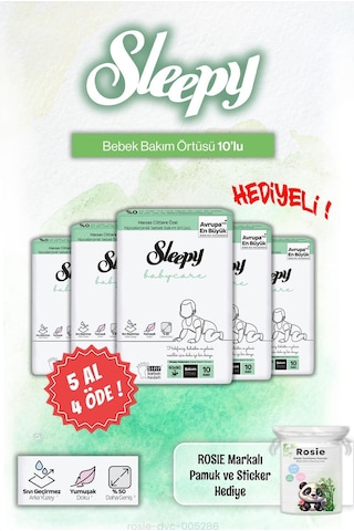 5 Al 4 Öde Sleepy Babycare Bebek Bakım Örtüsü 10'lu Ve Rosie Pamuk Hediye Diğer