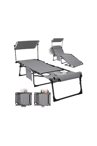 Kingcamp Magnolia B10 Plus Hands-free Premium 7 Kademeli Katlanır Şezlong Grey Gri