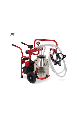 Melasty Junior İkili Keçi Süt Sağma Makinesi Paslanmaz Güğüm - Kauçuk Memelik Junior Yağlı Pompa