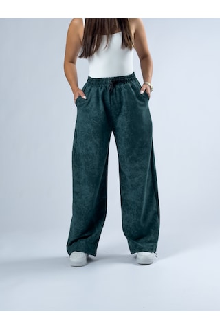Cocopelli Paça Ayarlamalı Desenli Yeşil Kadın Baggy Pantolon Coc3347