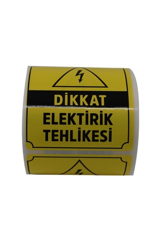 Dikkat Elektirik Tehlikesi Etiketi 70mm X 80mm Ruloda 250 Adet