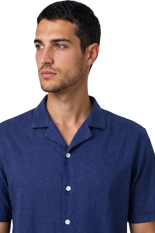 Arma Ar-ma Erkek Keten Gömlek Basic Baskisiz Düğme Kapamali Cepsiz Kisa Kollu Gömlek Dokuma Kumaş Regular Fit %60 Pamuk %40 Keten Y31485118202 Lacivert-l1