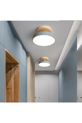 Opulentliving Güvenilir Ahşap Giriş/balkon Led Avize, 18cm Pembe, 3 Renkli Işık, Minimalist Tasarım Pembe