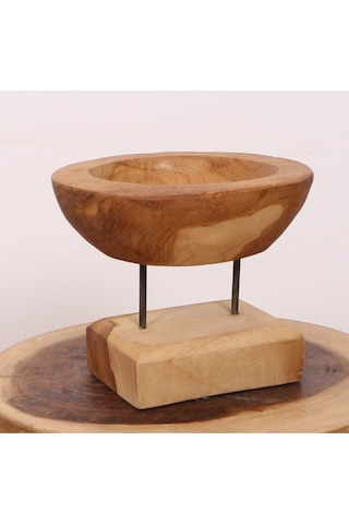 Carvıng - Teak Ağacından Oyma Masa Üstü Dekor 22x18 Cm