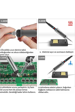 60w Ayarlanabilir Havya Kiti Full Lehim Elektronik Tamir Seti Çantalı