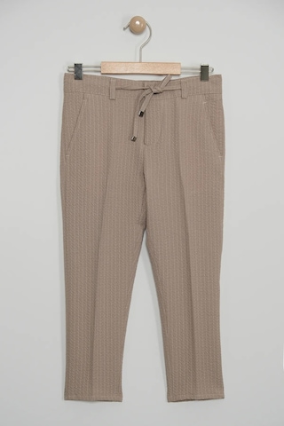 Erkek Çocuk Çizgili Ceket Gömlek Pantolon Papyonlu Takım Elbise Te.1001y Vizon