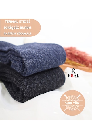 Kral Socks Thermal Etkili Lambswool Yünlü 2 Çift Kalın Kışlık Çorap 40-44 Kuzu Yünlü Turuncu