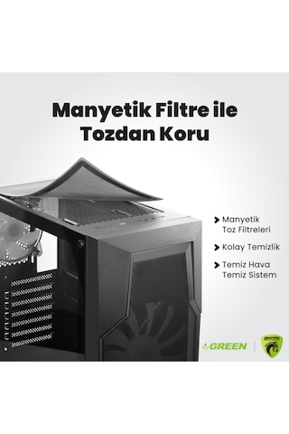 Green GRIFFIN G1 R5-5600X 16 GB 512 GB SSD RTX5060 Free Dos Oem Paket Masaüstü Oyuncu Bilgisayarı