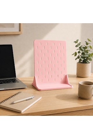 Modüler Masaüstü Pegboard Organizer Seti Kalemlik, Raf Ve Kancalı Düzenleyici Panel Ofis, Çalışma Masası Ve Hobi Alanları İçin Çok Amaçlı Organizer 124-Pembe