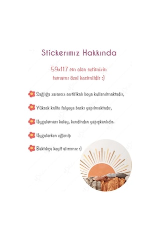 MSticker Bohem Tarzı Güneş Ve Işınları Çocuk Bebek Odası Sticker Seti