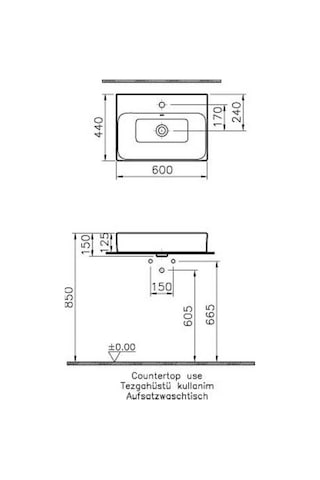 Nuo 60 Cm Orta Armatür Delikli Lavabo 7435b003-0631 Beyaz