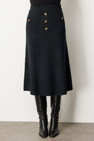On Kadın Düğmeli Triko Etek 65207 Siyah Siyah