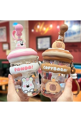 Wangxi Su Bardağı Gri 550 Ml Shake Bardağı Ilkbahar Yaz 2025 Yeni Sevimli Pipetli Buyuk Kapasiteli Isiya Dayanikli Karistirma Kupasi Gri 550 Ml Shake Bardağı