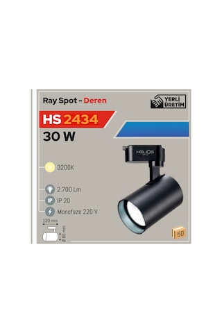 Ray Spot Siyah Kasa Günışığı 3200k, 30w, 2700 Lm, Ip20, 220v Hs2434 Diğer
