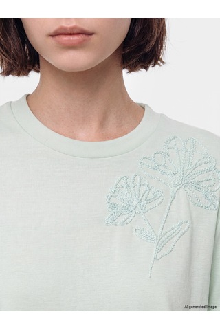 Lcw Modest Yeşil Soft Touch Nakışlı Bluz