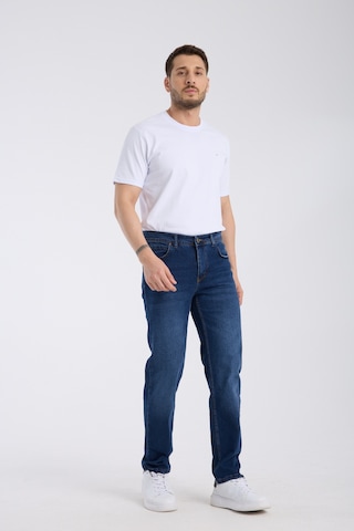 Erkek Pantolon Mavi Regular Fit Fermuarlı Jeans Mavi