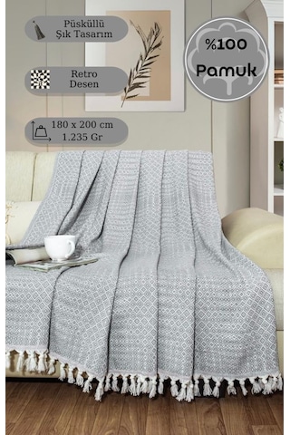 Battaniye Pamuk Riona 180x200 Cm Gri