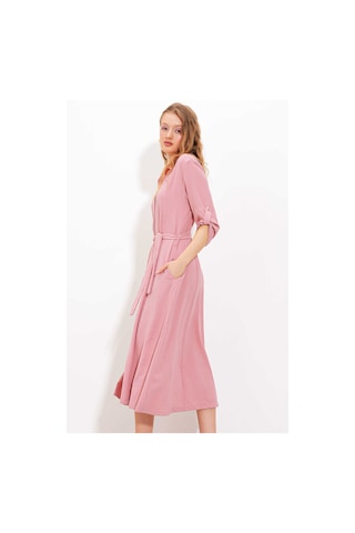 Gabria Ön Düğmeli Elbise Pudra
