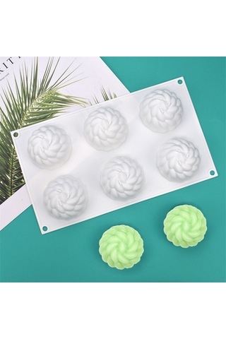 Mousse Kek Kalıbı 6 Santa Ana Çiçekli Silikon Kalıp Dıy Çikolata Beyaz