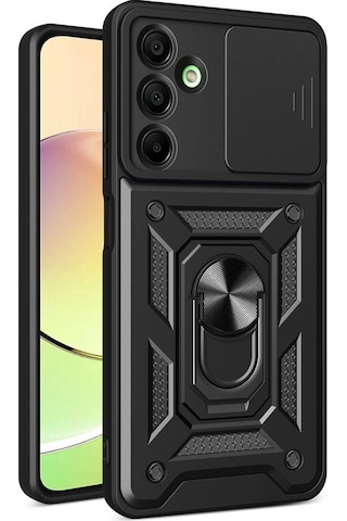 Samsung Uyumlu Galaxy A16 5g Kılıf Pars Lens Yüzüklü Silikon Siyah