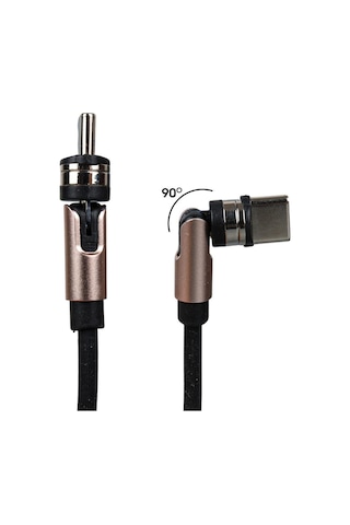 Powermaster Pm-25906 Siyah 3in1 Type C- Lightning- Micro Usb Manyetik Uç Taşınabilir Şarj Kablosu