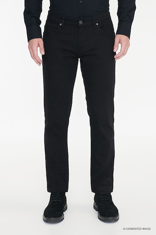 AC&Co / Altınyıldız Classics 360 Derece Her Yöne Esneyen Slim Fit Dar Kesim Diyagonal Desenli Erkek Pantolon Siyah