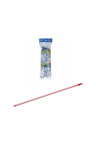 Elmop Pm03 Yedek Pamuklu Mikrofiber Islak Vidalı Mop Takımı Beyaz - Mavi