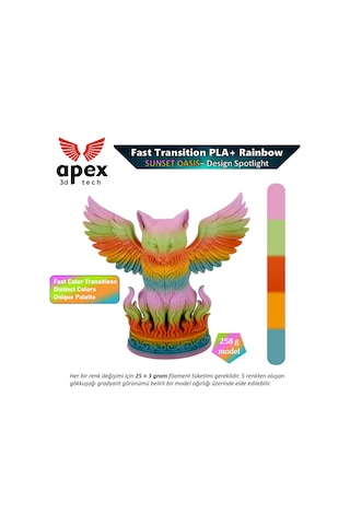 Apex3d Gökkuşağı Pla+ Filament - Günbatımı Vahası 1 Kg 1.75mm