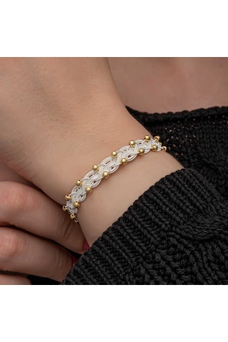 Premium 1000 Ayar İthal Gümüş Kazaziye Örgü Bileklik - 18 Cm 89539948