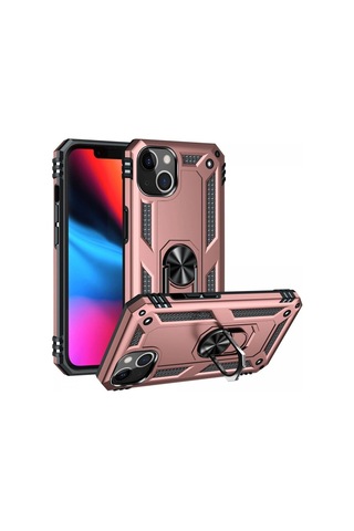 Apple, Uyumlu iPhone 13 Kılıf Sofya Yüzüklü Silikon Kapak - Rose