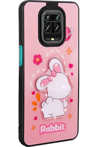 Xiaomi Redmi Note 9 Pro Kılıf Parlayan Kabartmalı İkonik Figürlü Zore Amas Silikon Kapak Beyaz