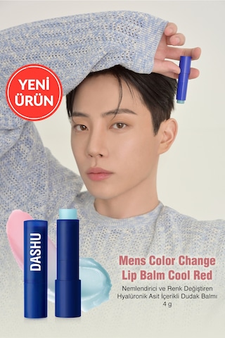 Renk Değiştiren, Hyalüronik Asitli Nemlendirici Balm Dashu Mens Color Change Lip Balm Cool Red