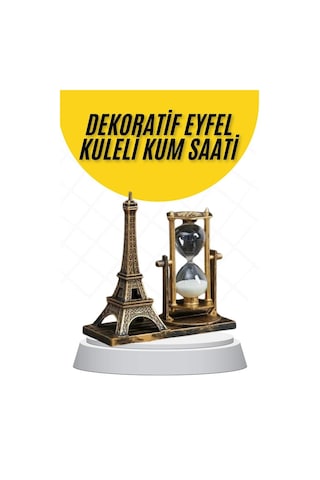 Dekoratif Eyfel Kulesi Ve Kum Saati Vintage Tarzı Masa Süsü Biblo Diğer 03898681