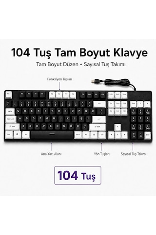 104 Tuş Rgb Aydınlatmalı Mekanik Gaming Klavye Kablolu Usb, Sayısal Tuş Takımlı Oyuncu Klavyesi