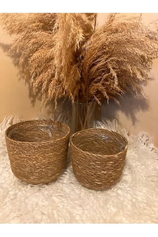 2li Hasır Silindir Saksılık Küçük Boylar