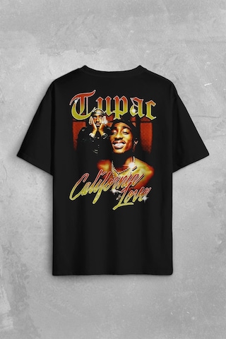 Tupac 2pac Shakur Rap Music West Coast 90s Rap Sırt Ön Baskılı Oversize Tişört Unisex T-shirt 001