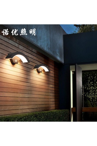 Dış Mekan Su Geçirmez Led Avlu Kapısı Balkon Dış Duvar Lambası Sıcak Işık Siyah