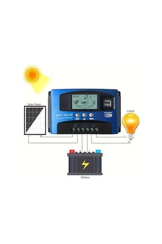 Güneş Kontrol Cihazı 10a Çift Usb Lcd Ekran 12v 24v