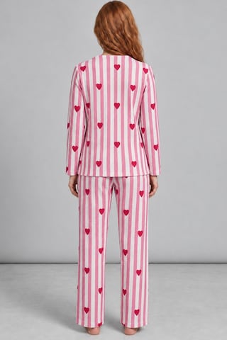 Womanandkids Night Pembe Kadın Kalpli Rahat Kalıp İkili Pijama Takımı 4768