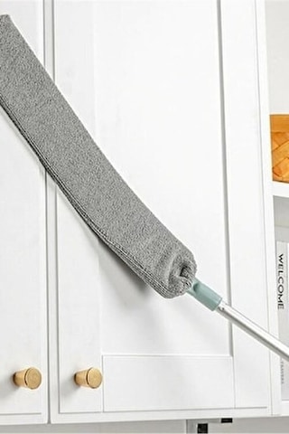 1 Yedekli Mikrofiber Başlıklı Girintili Yüzey Dip Köşe Raf Temizleme Mopu Toz Alma Fırçası