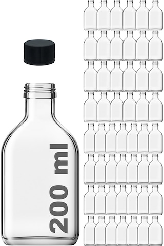 Afracam Cold Brew Yassı Şeffaf 200 ML Siyah Kapaklı Cam Şişe 52 Adet