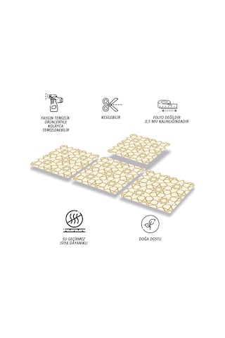 Tink Kendinden Yapışkanlı Gold Selçuklu Desenli Pvc Karo 30x30 Cm