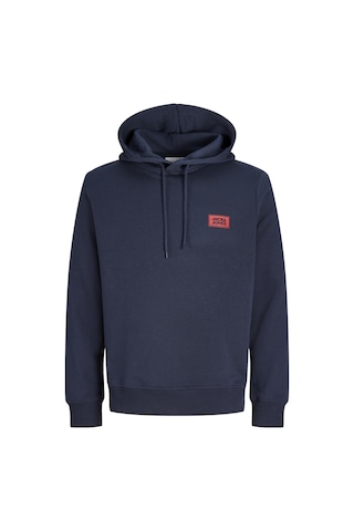 Jack & Jones Erkek Gögüs Baskili Regular Fit Kagüsonlu Sweatshirt - Rush - 12298428 Lacivert