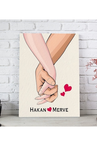 Bk Gift Kişiye Özel Sevgili El Ele Tasarımlı Kanvas Tablo-3 20x30 , Sevgiliye Hediye, Sevgililer Günü Hediyesi Kobitmeyencom33675 Bk Gift